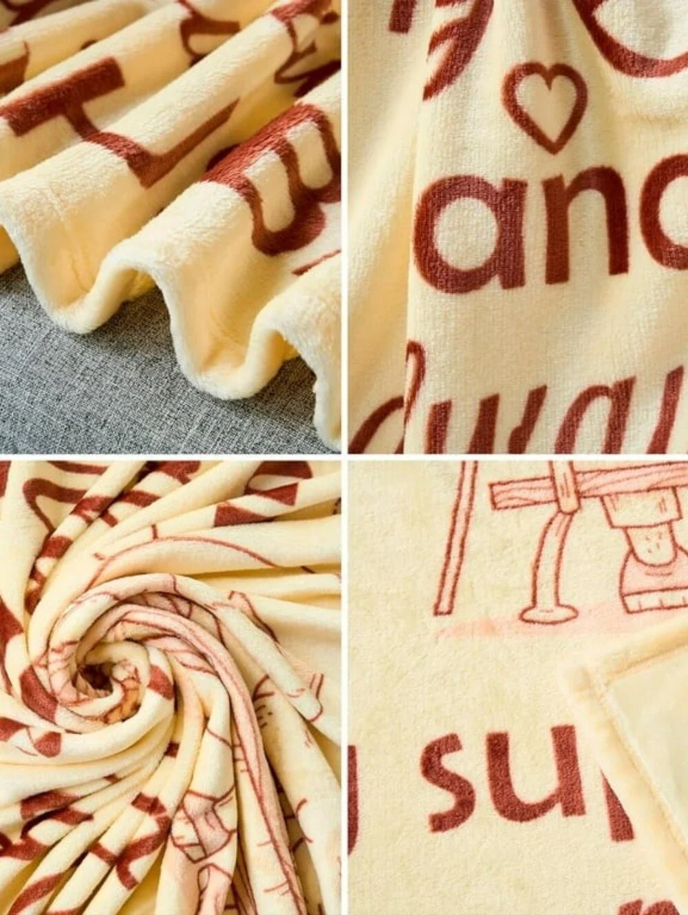 To My Wife Cozy Message Throw Blanket - Cream & Brown